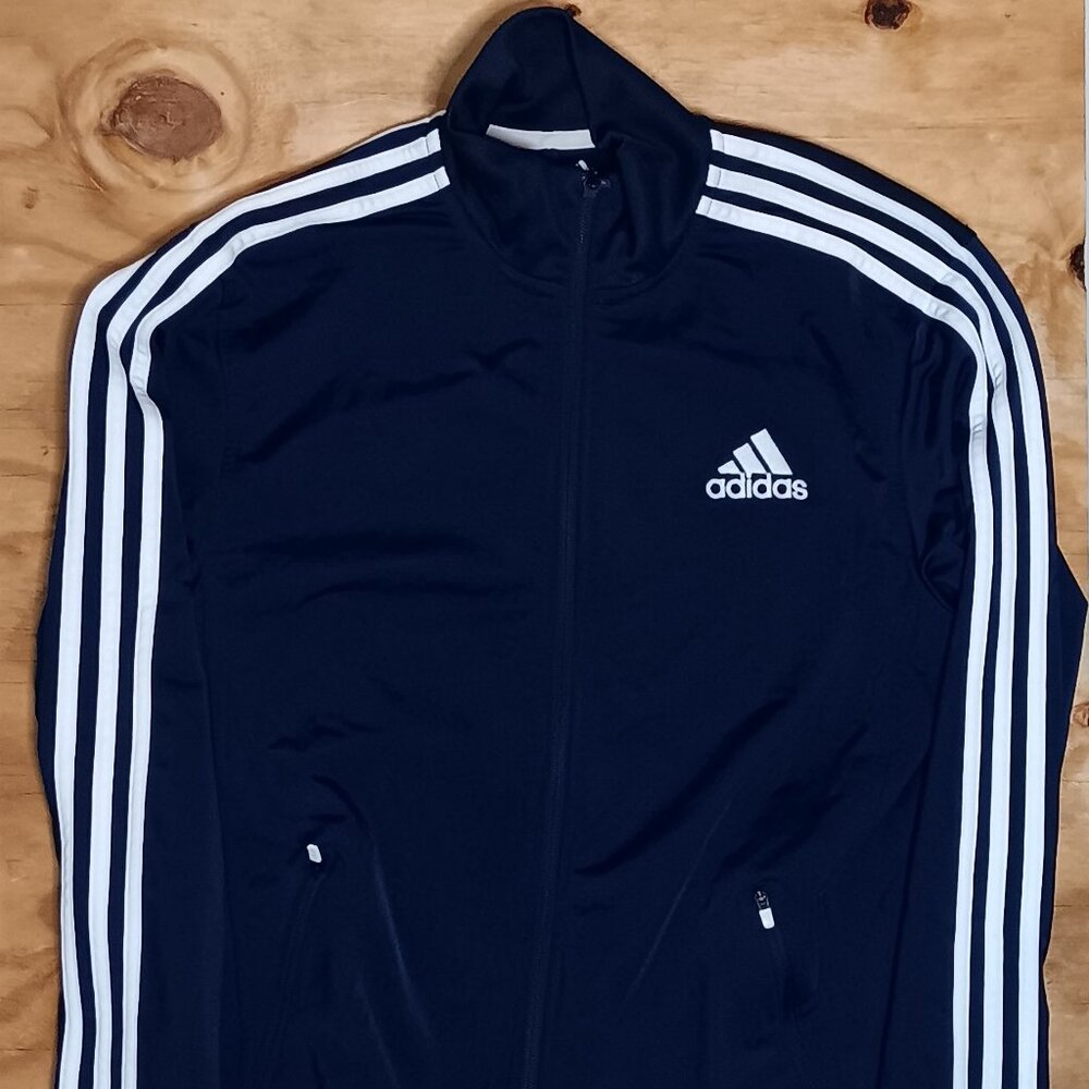 Adidas Navy Track Jacket w/ White Accents – Classic Athletic Style